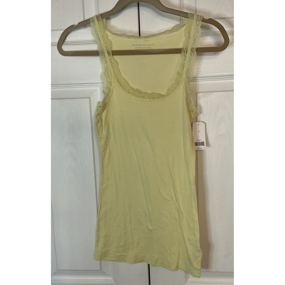 Banana Republic Yellow Lace Trim Tank Top Small New with Tags‎
